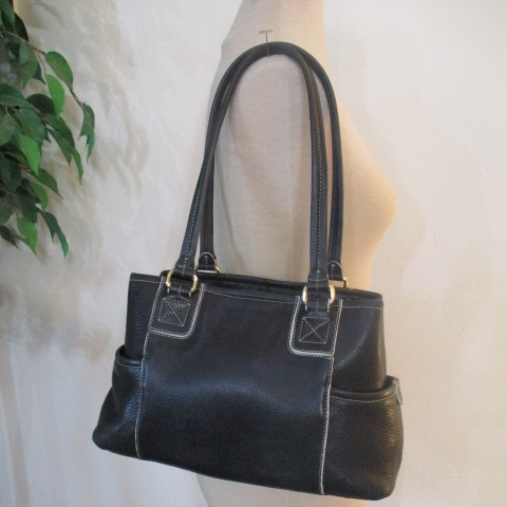 Fossil leather professional purse bag piped white